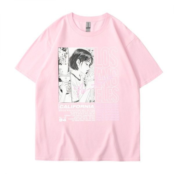 Anime Girl Letter Printed Short sleeved T-shirt Summer Cotton