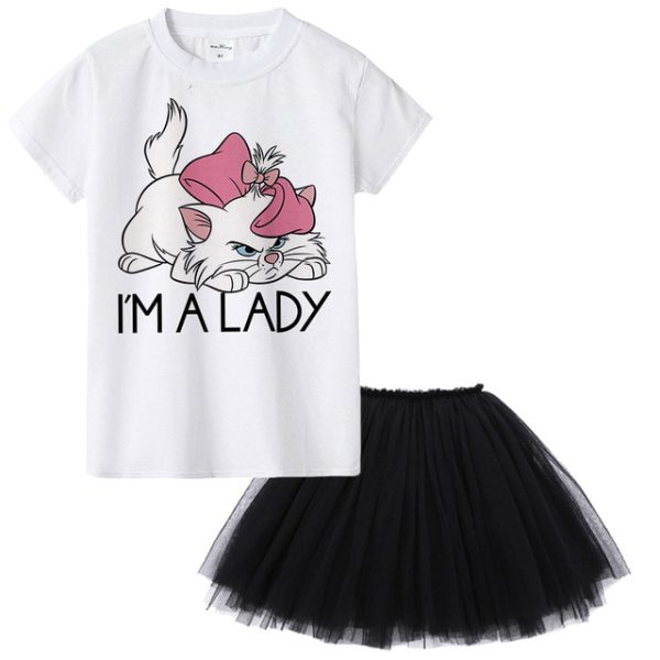 Aristocats Cat Marie Kids Girl Dress Cartoon Cute Cat Baby Girl Tutu Dress T Shirt + Dress 2pcs Princess Birthday Party Costumes - Image 10