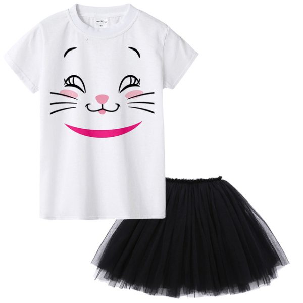 Aristocats Cat Marie Kids Girl Dress Cartoon Cute Cat Baby Girl Tutu Dress T Shirt + Dress 2pcs Princess Birthday Party Costumes - Image 11